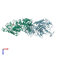 PDB entry 6tr4 coloured by chain, top view.