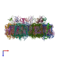 PDB entry 6trd coloured by chain, top view.