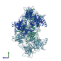 PDB entry 6trw coloured by chain, side view.