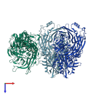 PDB entry 6trw coloured by chain, top view.