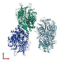 PDB entry 6trx coloured by chain, front view.