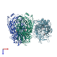 PDB entry 6trx coloured by chain, top view.