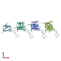 PDB entry 6tsv coloured by chain, front view.