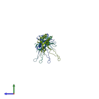 PDB entry 6tsv coloured by chain, side view.