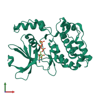 PDB entry 6tsz coloured by chain, front view.