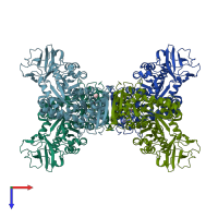 PDB entry 6ttf coloured by chain, top view.