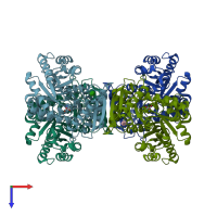 PDB entry 6tth coloured by chain, top view.