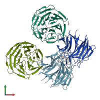 PDB entry 6ttk coloured by chain, front view.