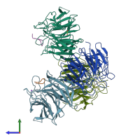PDB entry 6ttk coloured by chain, side view.