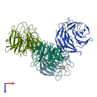 PDB entry 6ttk coloured by chain, top view.