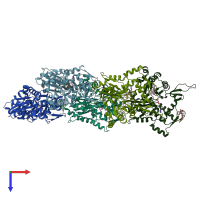 PDB entry 6tu4 coloured by chain, top view.