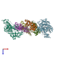 PDB entry 6tu7 coloured by chain, top view.