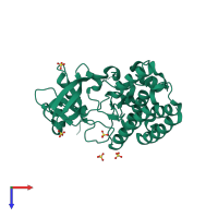 PDB entry 6tua coloured by chain, top view.