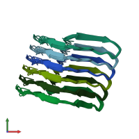 PDB entry 6tub coloured by chain, ensemble of 10 models, front view.