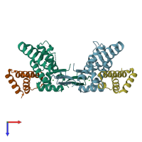 PDB entry 6tun coloured by chain, top view.