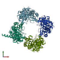 PDB entry 6tv6 coloured by chain, front view.