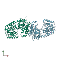 PDB entry 6tvp coloured by chain, front view.
