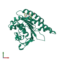 PDB entry 6tw9 coloured by chain, front view.