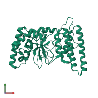 PDB entry 6tx2 coloured by chain, front view.