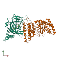PDB entry 6tx3 coloured by chain, front view.