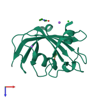 PDB entry 6tx7 coloured by chain, top view.