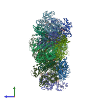 PDB entry 6txa coloured by chain, side view.