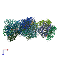 PDB entry 6txa coloured by chain, top view.