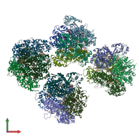 PDB entry 6txe coloured by chain, front view.