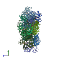 PDB entry 6txe coloured by chain, side view.