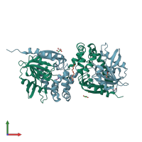 PDB entry 6ty7 coloured by chain, front view.