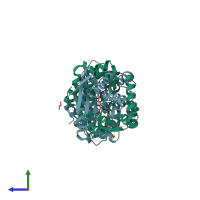 PDB entry 6ty7 coloured by chain, side view.
