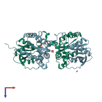 PDB entry 6ty7 coloured by chain, top view.