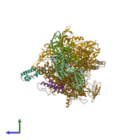PDB entry 6tye coloured by chain, side view.
