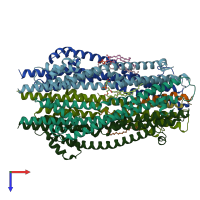 PDB entry 6tyi coloured by chain, top view.