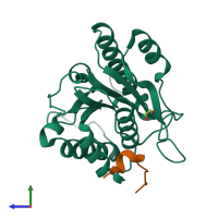 PDB entry 6tyw coloured by chain, side view.