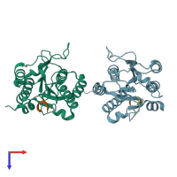 PDB entry 6tyx coloured by chain, top view.