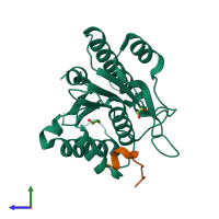 PDB entry 6tyz coloured by chain, side view.