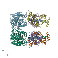 PDB entry 6tz6 coloured by chain, front view.