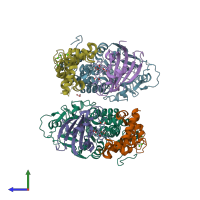 PDB entry 6tz6 coloured by chain, side view.