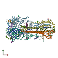PDB entry 6tzb coloured by chain, front view.