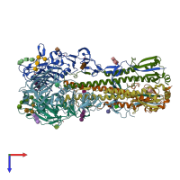 PDB entry 6tzb coloured by chain, top view.