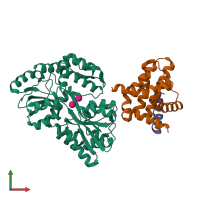 PDB entry 6tzc coloured by chain, front view.