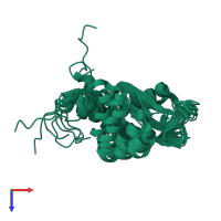 PDB entry 6tze coloured by chain, ensemble of 10 models, top view.