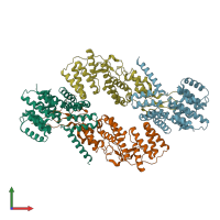 PDB entry 6tzt coloured by chain, front view.