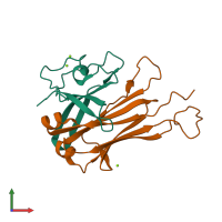PDB entry 6u07 coloured by chain, front view.