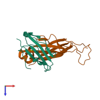 PDB entry 6u07 coloured by chain, top view.