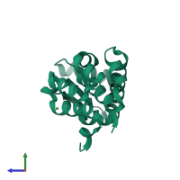 PDB entry 6u0b coloured by chain, side view.