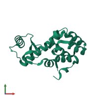 PDB entry 6u0e coloured by chain, front view.