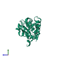 PDB entry 6u0e coloured by chain, side view.