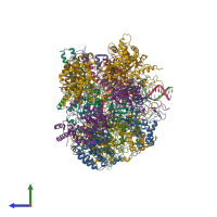 PDB entry 6u0m coloured by chain, side view.